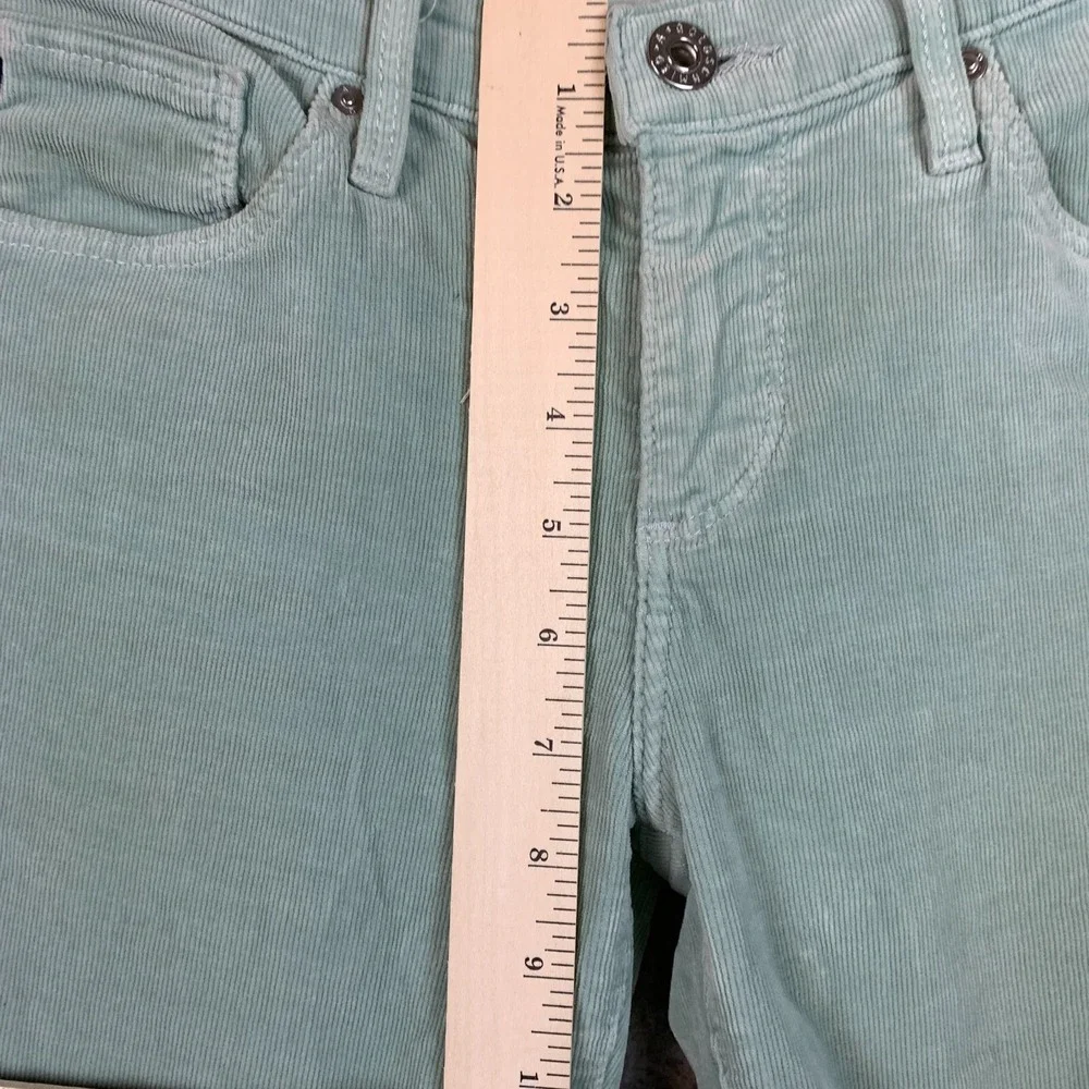 AG Adriano Goldschmied Pants 27 R  Stevie Slim Straight Corduroy‎ Mint Green